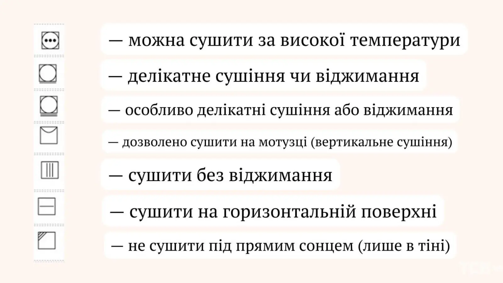 Як правильно сушити речі згідно рекомендацій на бирці Як правильно сушити речі згідно рекомендацій на бирці