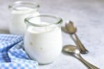 Two portions of fresh natural  homemade organic yogurt 