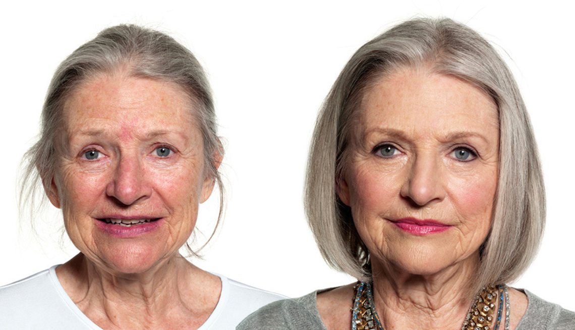 Бабуся Христини до та після макіяжу