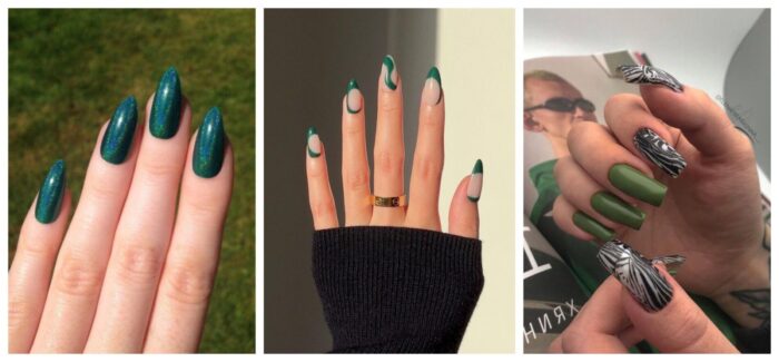 Модний зелений для довгих нігтів