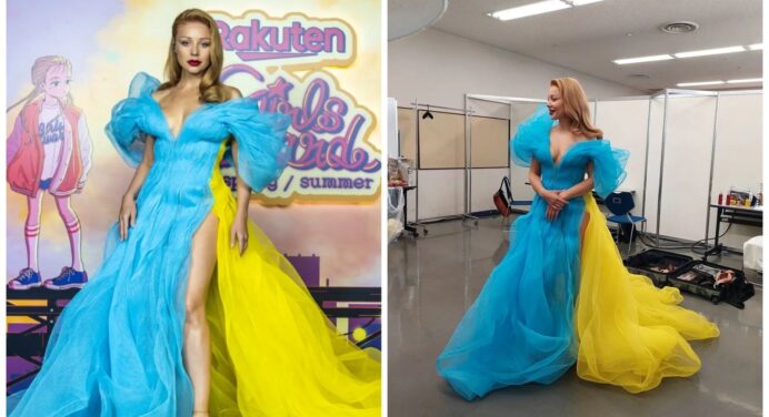 Маленька фанатка Тіни Кароль скопіювала знаменитий образ поп-діви: пишна жовто-блакитна сукня-хмаринка 