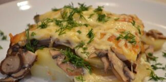 Рецепт картоплі з грибами та сиром