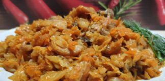 Рецепт тушкованої капусти з грибами