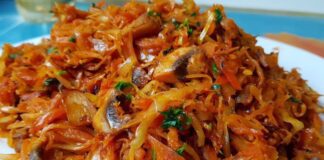 Рецепт тушкованої капусти з грибами та фаршем