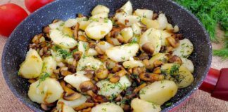 Готую так молоду картоплю з печерицями