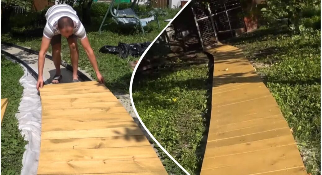 Бетон та плитка вже набридли: просто прибила дошки до труб – і крутішої садової доріжки в селі не знайти 