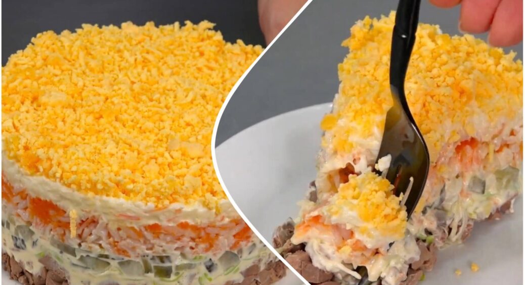 Готую салат “Печінка під шубою” з пікантним соусом – ну дуже ситна та незвичайна страва на Новий рік 2026 