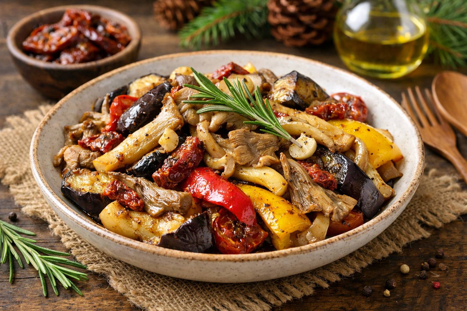 Кулінари поділилися рецептом теплого салату з баклажанами і грибами на Новий рік