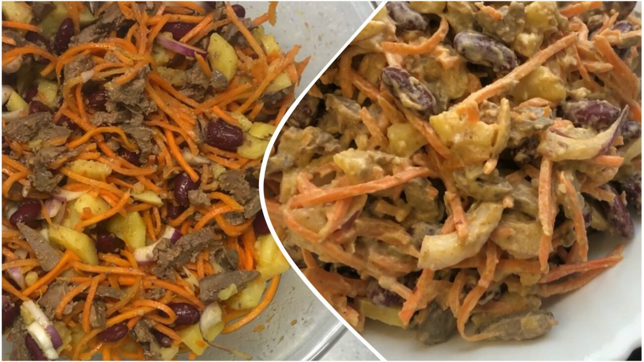 Кухарі поділилися рецептом ситного салату з курячої печінки та корейської моркви