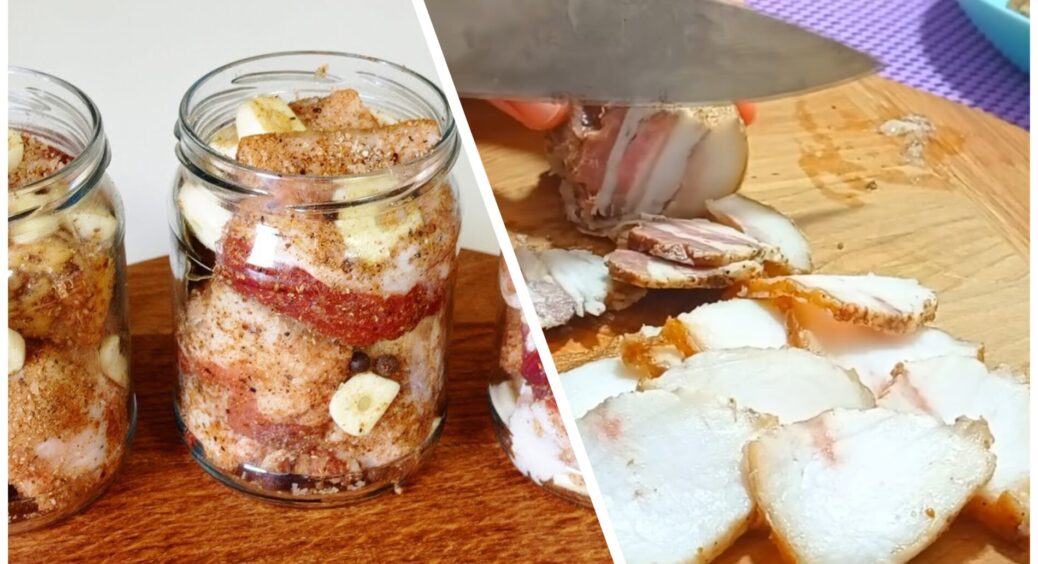 Сало пряного посолу за 3 години у банці: шкірка виходить ніжна, як масло, а прожилка м’яса – як хамон 