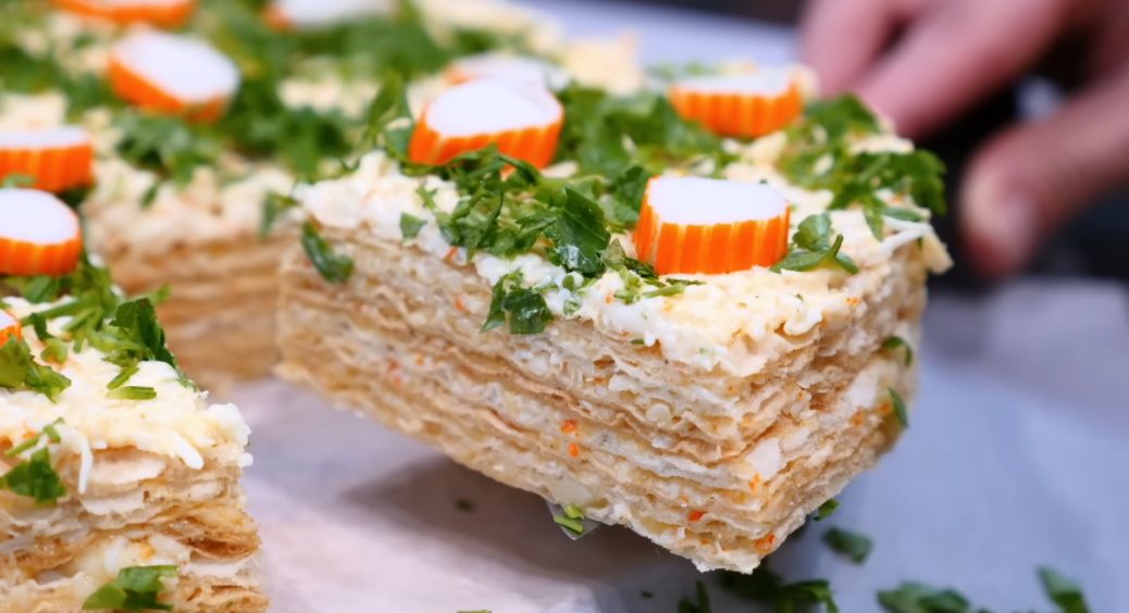 Готую на Новий рік вафельний торт з крабовими паличками: смачна закуска на 10 з 10. Рекомендую 