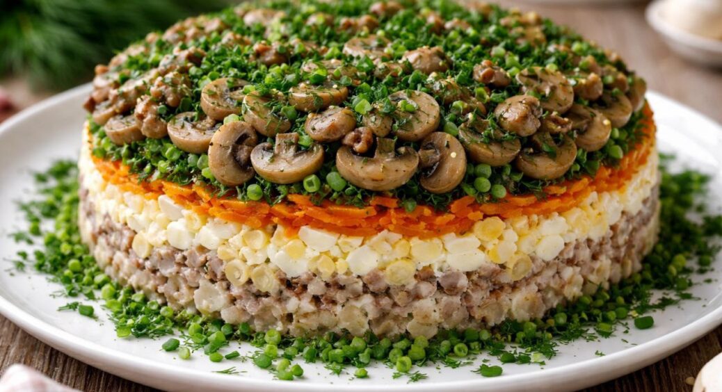 Оселедець + яйця – і все на тарілку під “шапочку” з грибів: я закохалась у цей салат з 7-ми інгредієнтів 