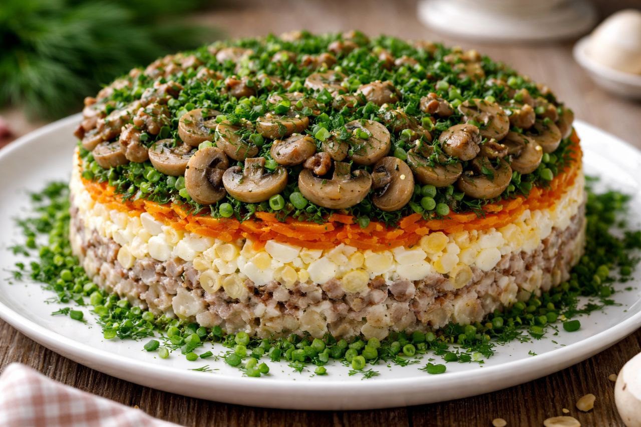 Кулінари розповіли, як приготувати салат шарами з оселедцем, яйцями та грибами