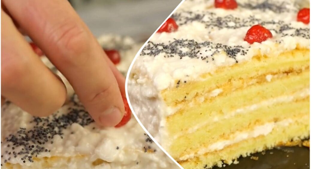 Цей домашній торт “3 склянки” із зефірним кремом не вимагає просочення – впораються і кулінари-початківці 