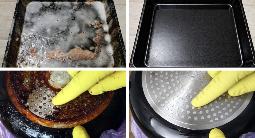 Деко та сковорідки будуть сяяти краще за нові, якщо чистити їх таким способом: 1 ложка + ще 2 інгредієнти 