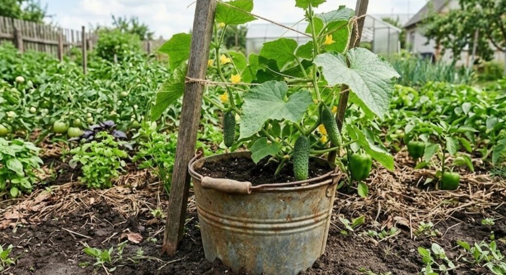 Беру старе відро без дна — і роблю грядку, де огірки плодоносять на 2 тижні раніше: так підказала кума 