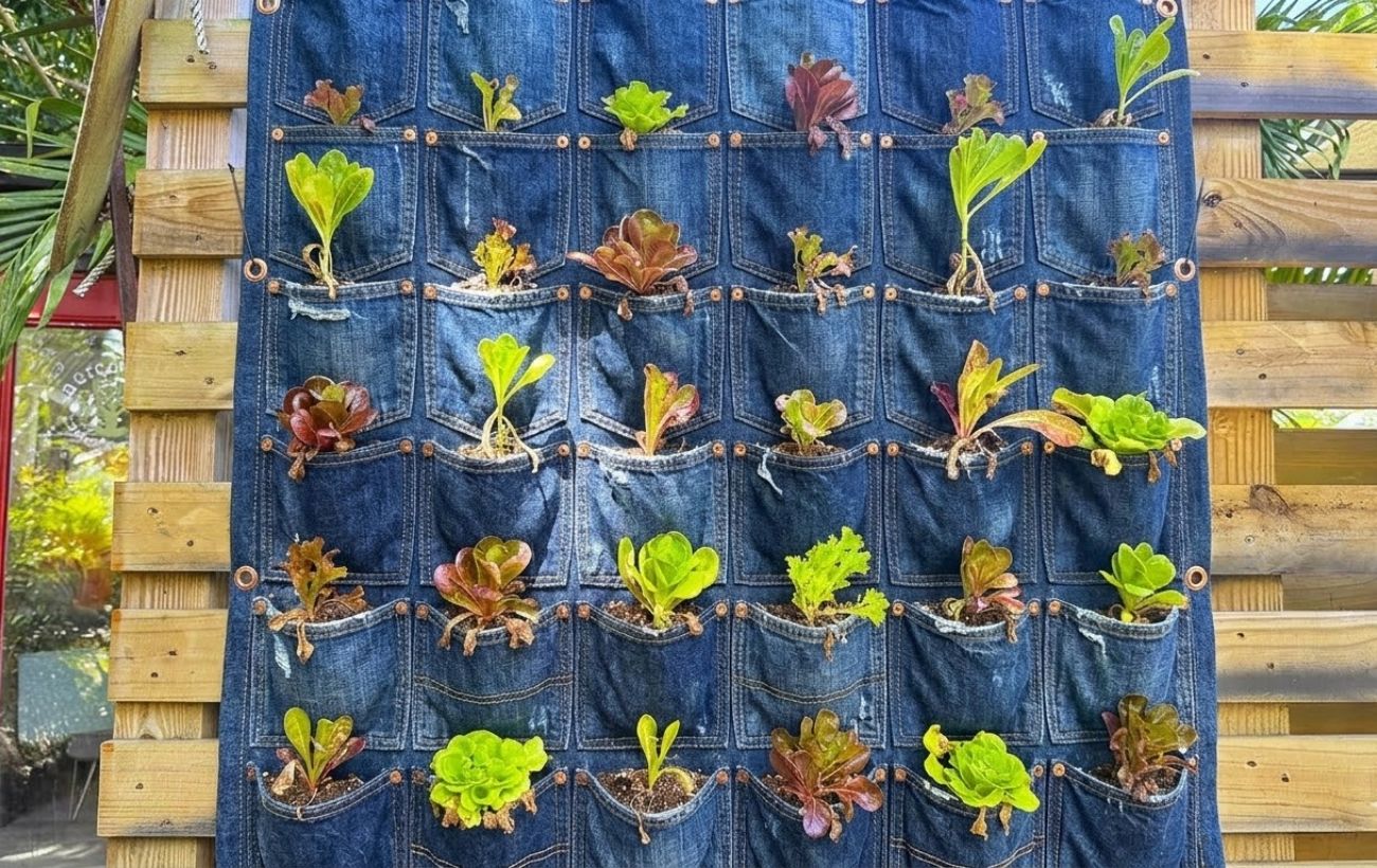 Як зробити вертикальні грядки зі старих джинсів