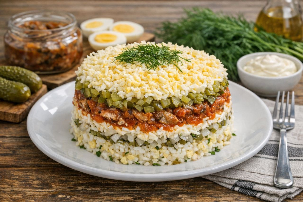 Кулінари розповіли, як приготувати салат із кількою в томаті та плавленим сирком