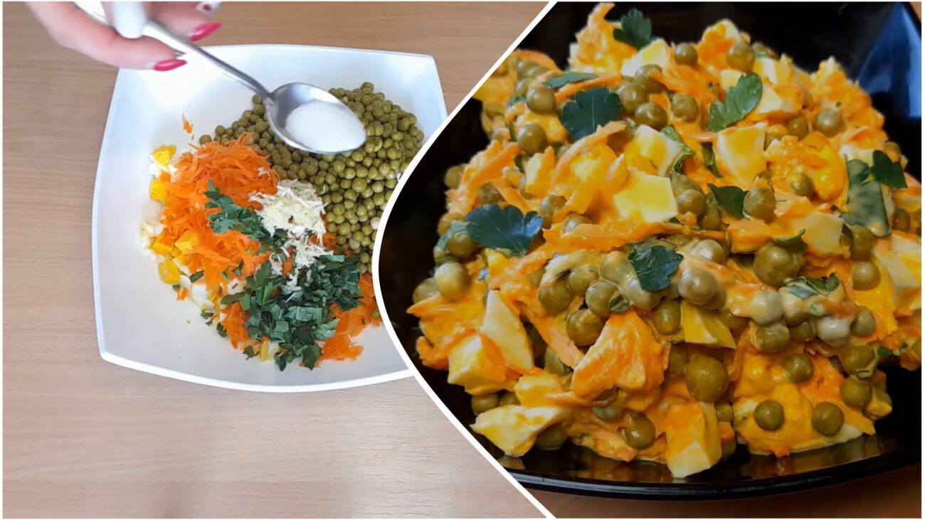 Кулінари поділилися рецептом дуже смачного салату із зеленим горошком. Фото: YouTube ВСЕ ПРОСТО