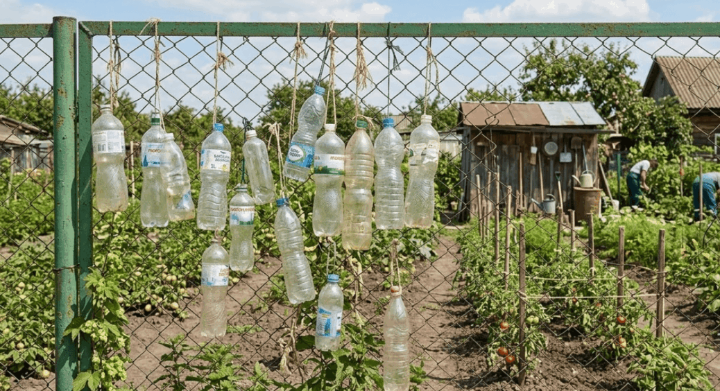 Побачила, як сусід вішає пусті пляшки на паркан: не посоромилась спитати, навіщо – дивно, але корисно 