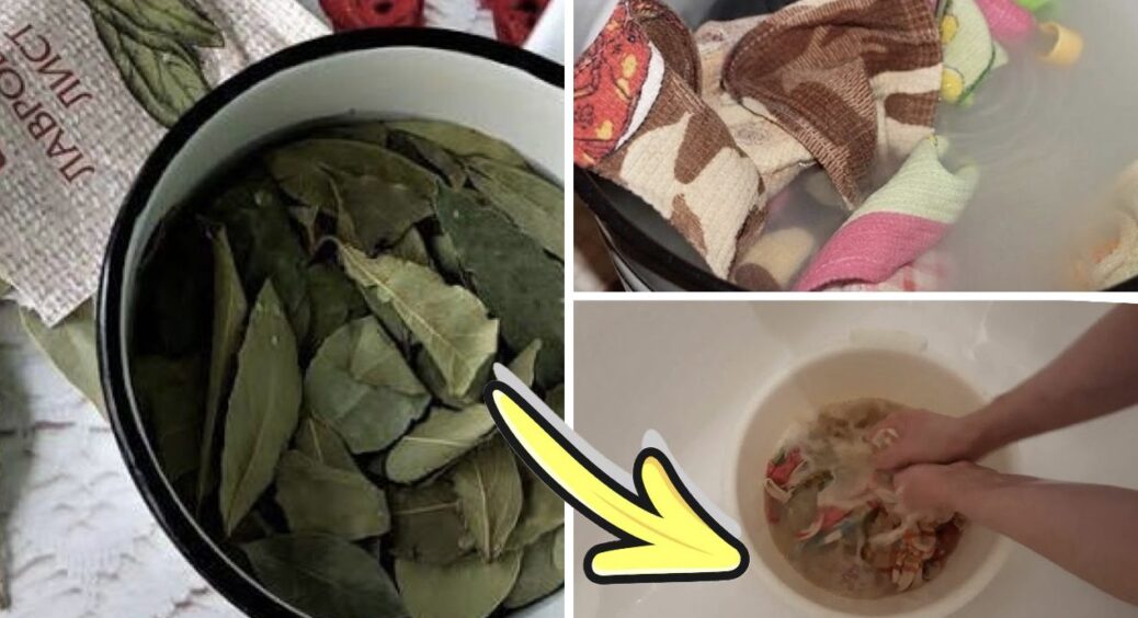 Беру 8 лаврових листків + 50 г соди + 1 ложку солі: роблю з цієї суміші 2 л відвару, і кладу кухонні рушники 