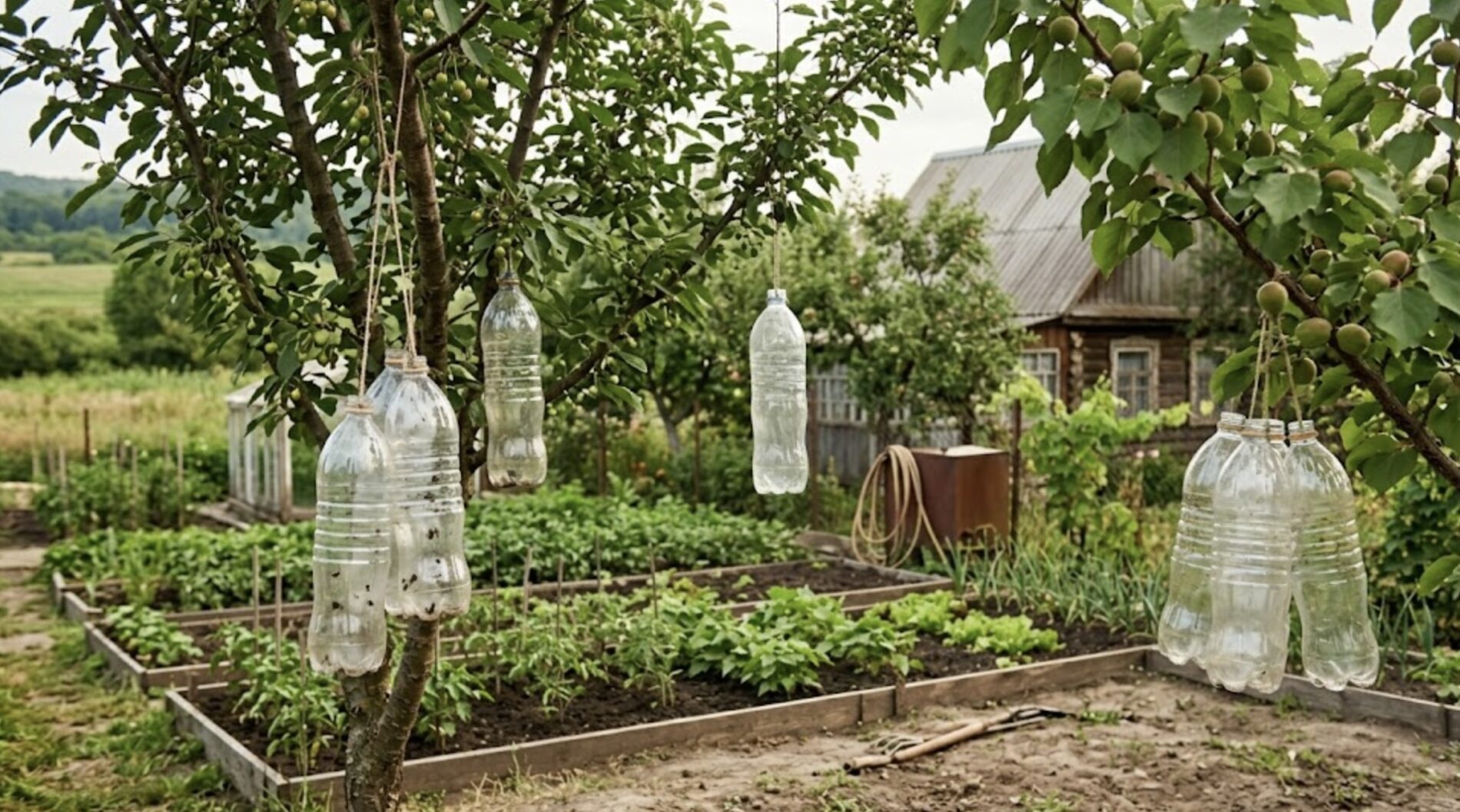 Садівники розповіли, навіщо розвішувати у саду пляшки з-під води. Фото: Добрі новини