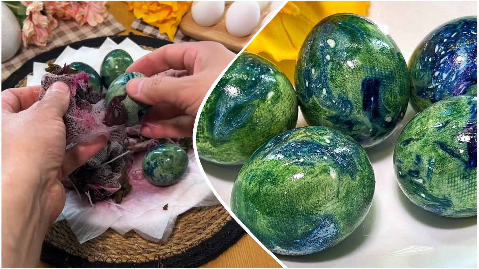Господині розповіли, як пофарбувати яйця на Великдень за допомогою зеленого чаю. Фото: YouTube How To Cook