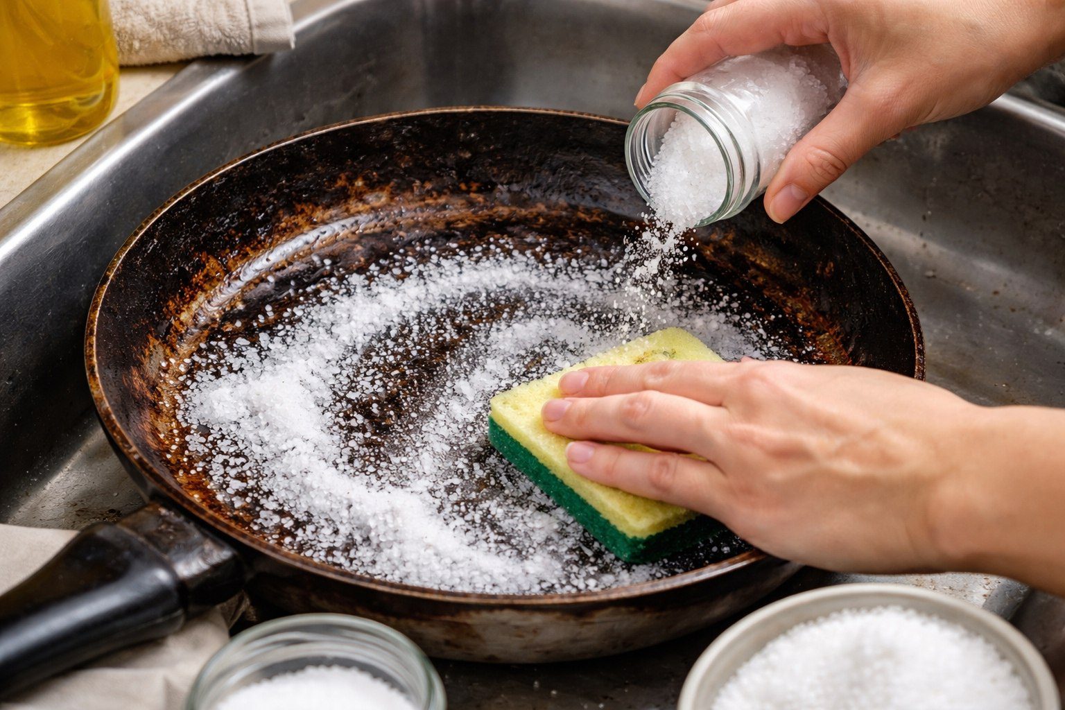 Господині розповіли, як прибрати нагар із кухонного посуду за допомогою солі. Фото: Добрі новини