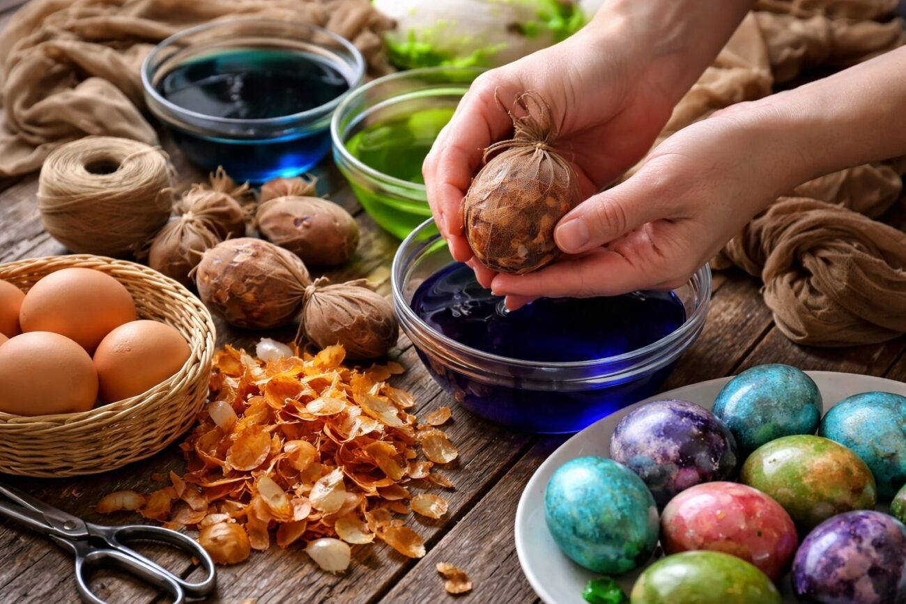 Господині розповіли, як пофарбувати яйця на Великдень за допомогою колготок. Фото: Добрі новини