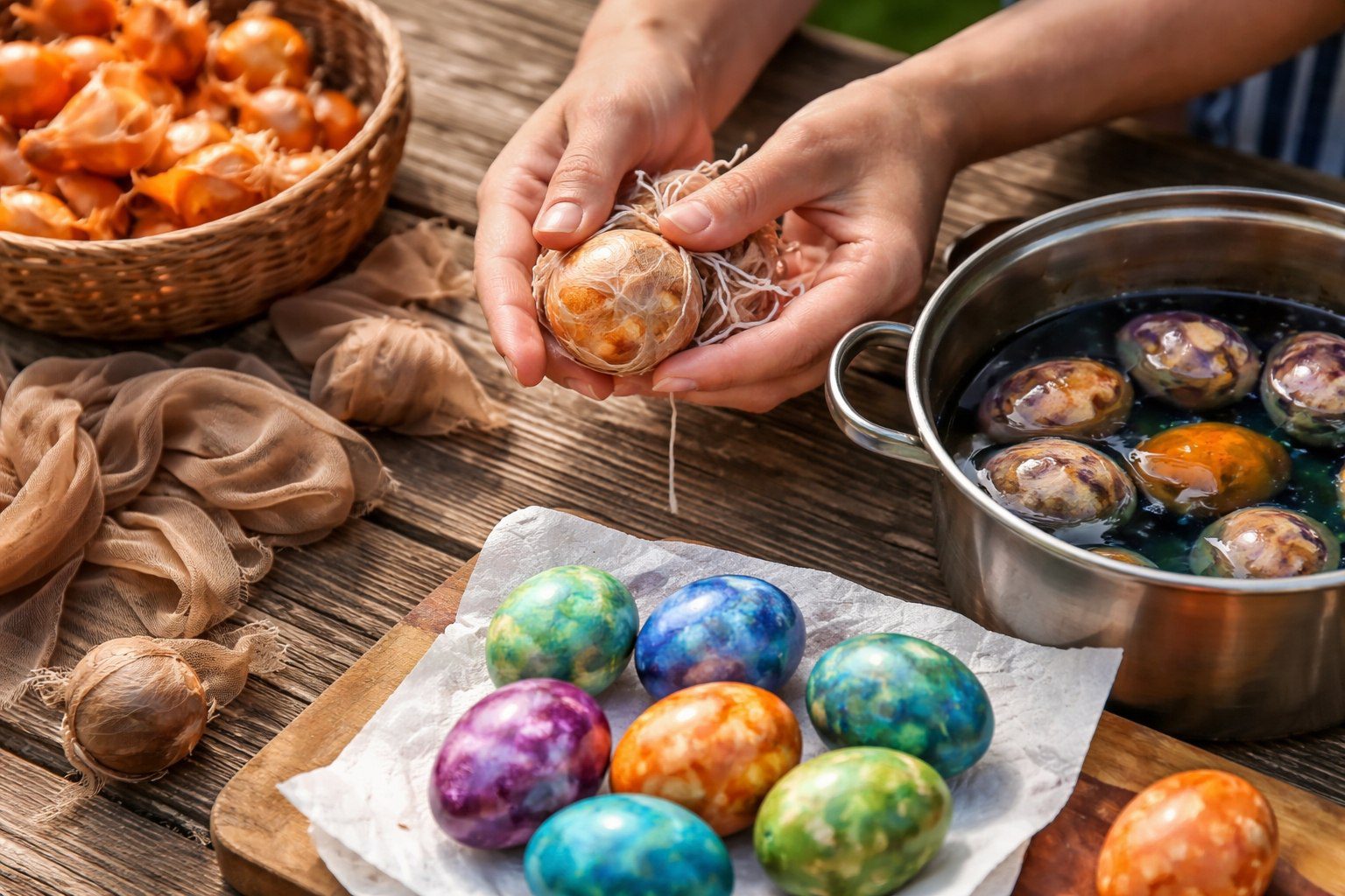 Господині розповіли, як пофарбувати яйця на Великдень за допомогою колготок. Фото: Добрі новини