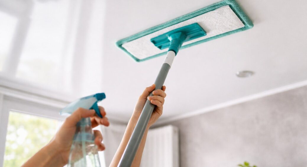 “Натяжну” стелю можна і треба мити! А щоб не було розводів, є делікатний перевірений спосіб 