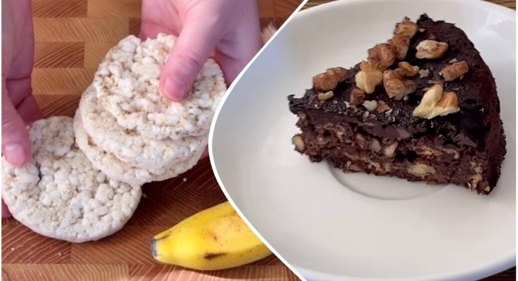 Готую торт-брауні за 4 хв без борошна та цукру: просто змішала 5 хлібців із 1 бананом – і в мікрохвильовку 