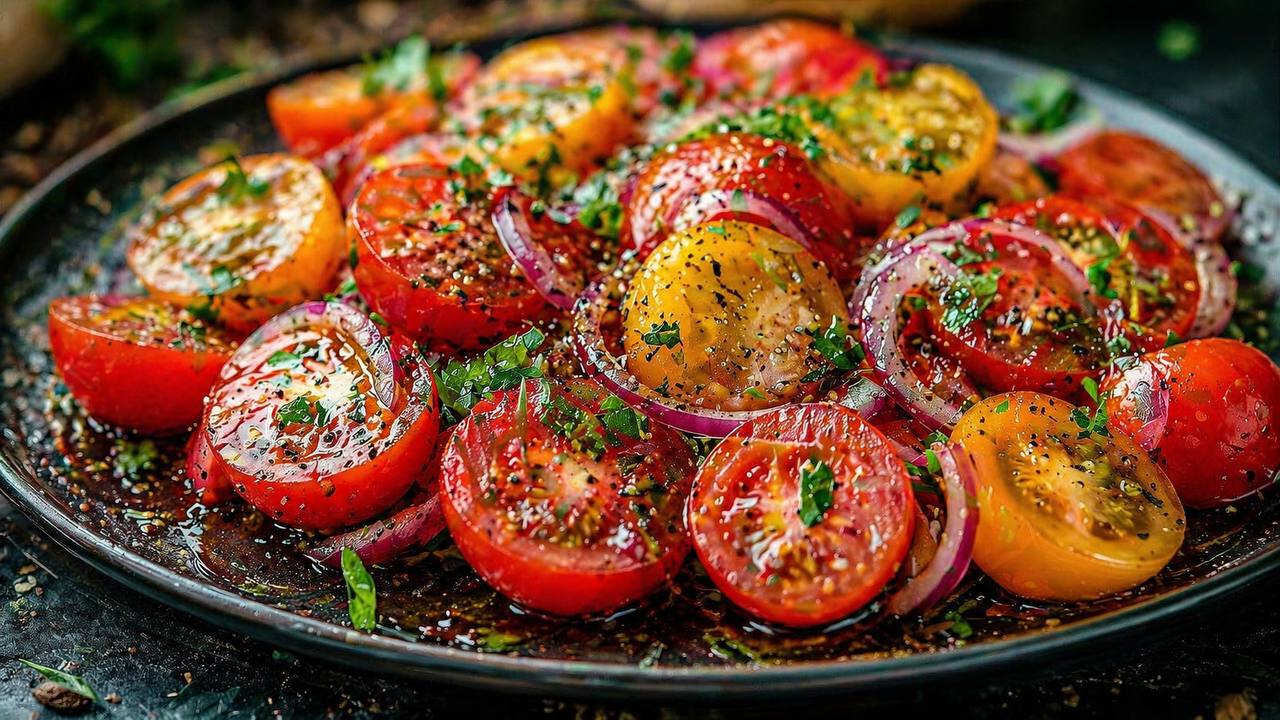 Кулінари поділилися рецептом салату з помідорів, цибулі та часнику до шашлику. Фото: Добрі новини 