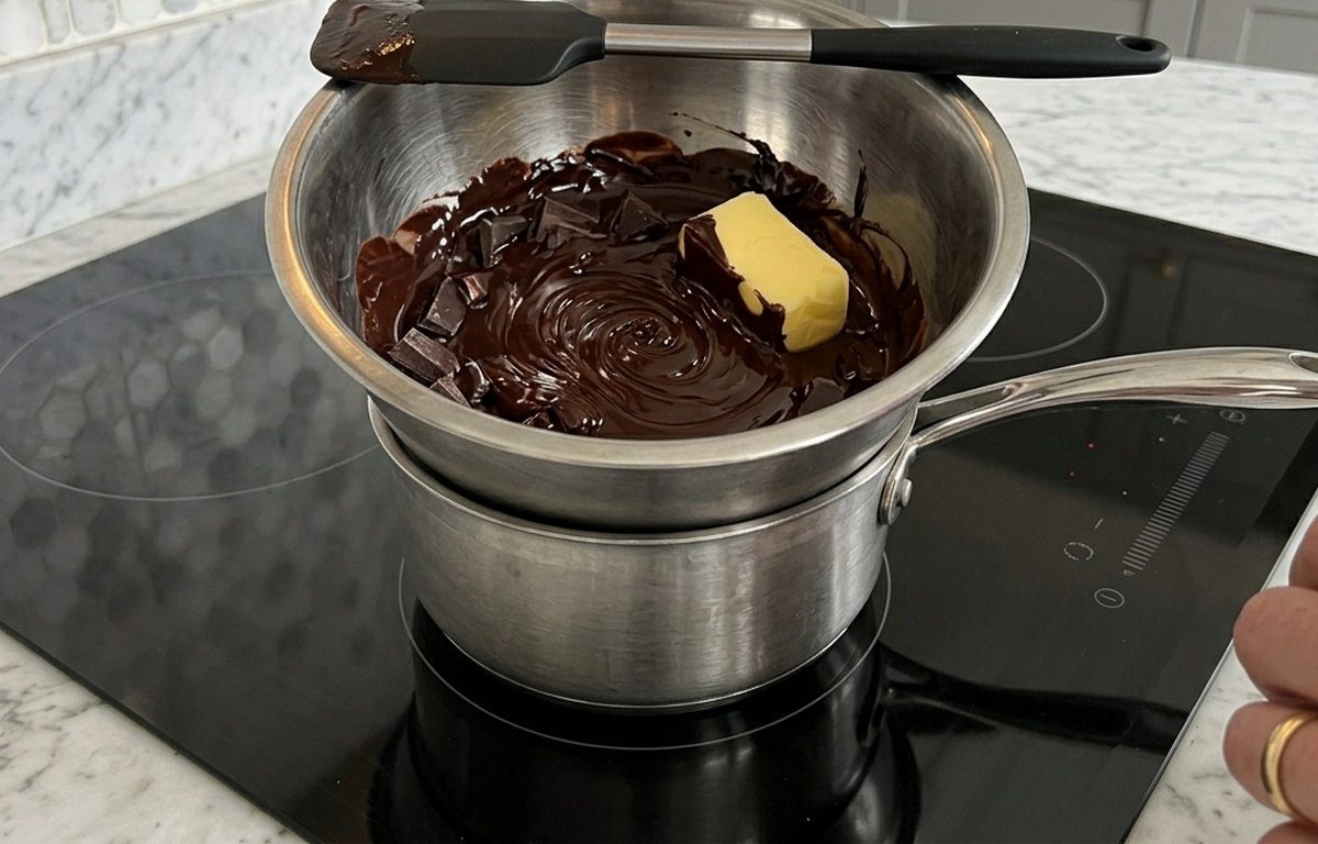 Декор із шоколаду та масла виходить дуже м'яким, а якщо робите з білої плитки, то можна зробити будь-якого кольору