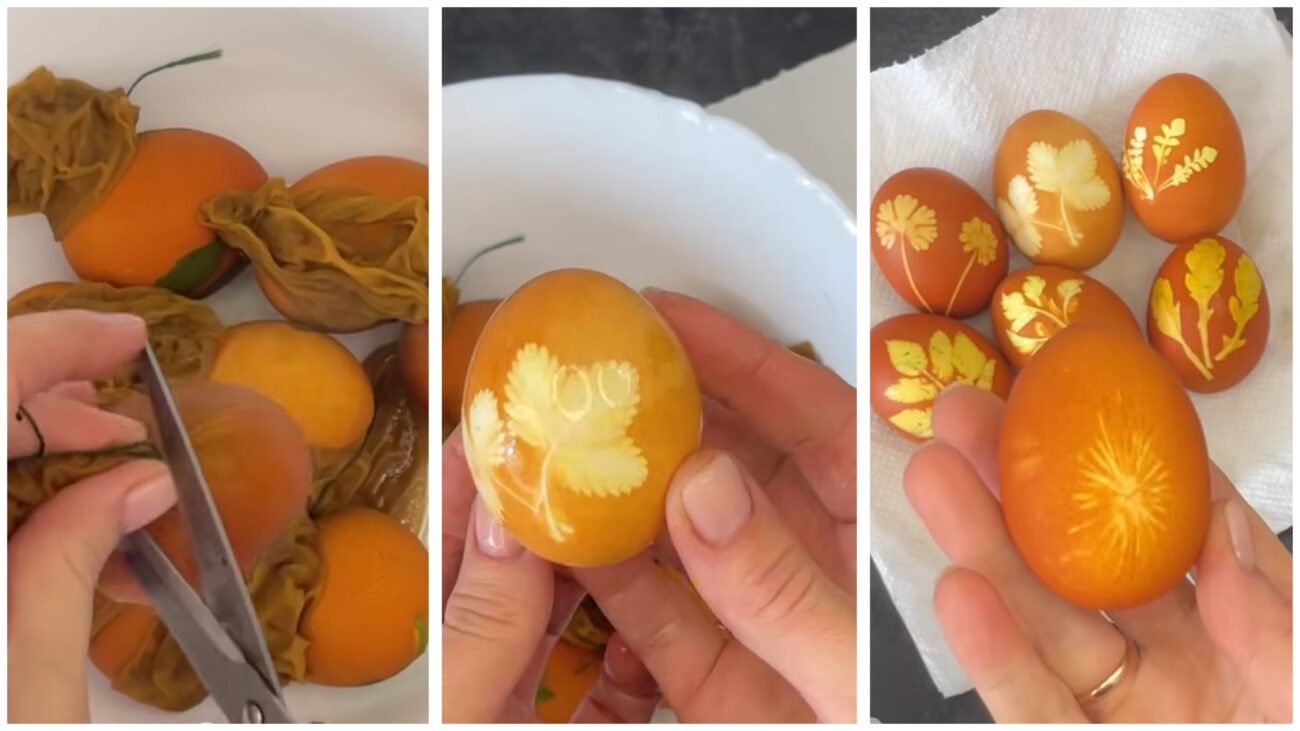 Господині показали, як у лушпинні зварити незвичайні крашанки з візерунками. Фото: YouTube Onyshkevychi Господині показали, як у лушпинні зварити незвичайні крашанки з візерунками. Фото: YouTube Onyshkevychi