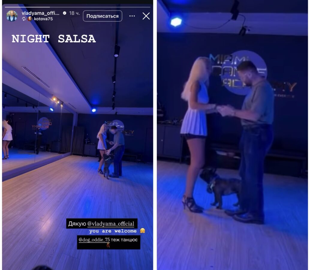 Влад Яма показав кумедне відео, як до його студії танців завітав бульдог. Фото: Instagram vladyama_official 