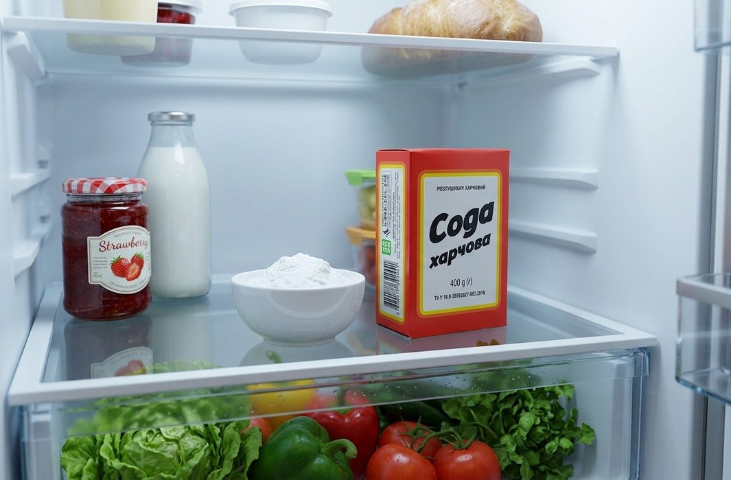 Сода дуже класно поглинає неприємні та просто інтенсивні запахи в холодильнику