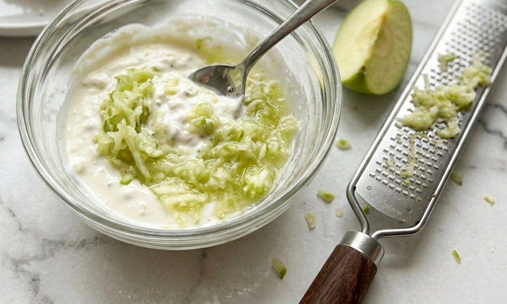 Яблуко в заправці додає салату приємної свіжості