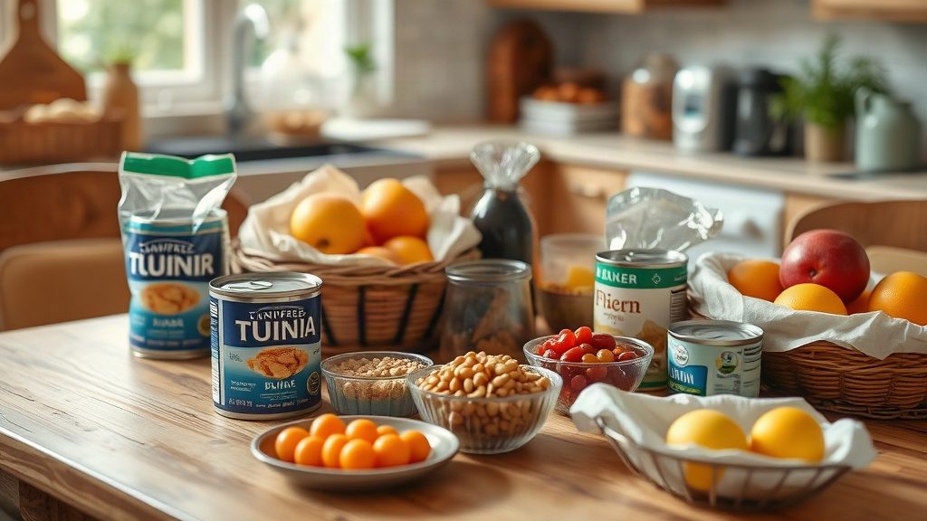 Продукти для приготування страв під час блекауту на кухонному столі