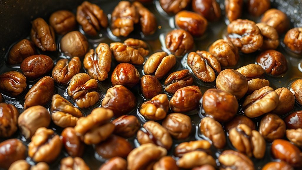 Карамелізовані горіхи з корицею на пательні